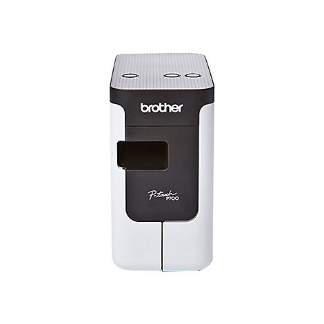 Etikettendrucker Brother P-touch P700 in weiß-schwarz. Auf der Oberseite sind drei Tasten zu sehen, das Brother-Logo ist deutlich sichtbar.