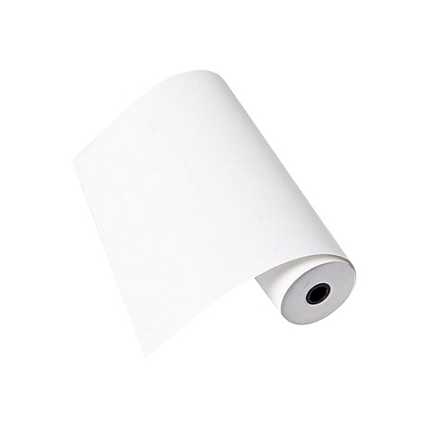 Eine Papierrolle, weiß, freigestellt vor weißem Hintergrund.