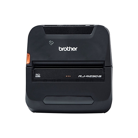 Schwarzer Brother Etikettendrucker, Modell RJ-4230B, Schriftzug Brother.