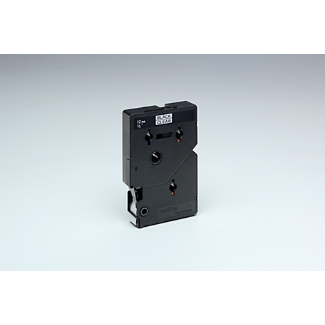 Black labeling cassette on a white background. Features the text "BLACK CLEAR".