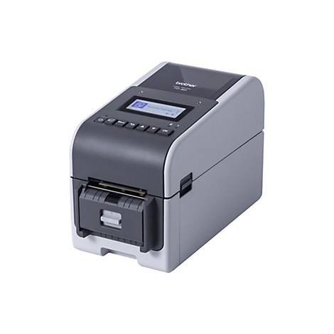 Drucker von Brother, TD-20, mit Bedienfeld und Etikettenausgabe.