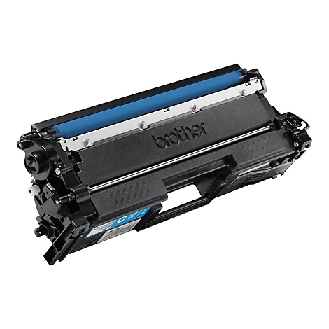 Schwarze Brother-Tonerkartusche mit blauem Walzelement. Der Schriftzug "Brother" ist deutlich sichtbar.