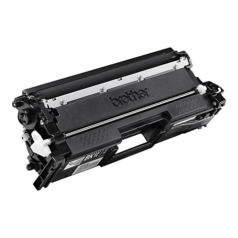 Schwarze Brother Toner-Patrone, diagonale Ansicht, mit Logo und Label.