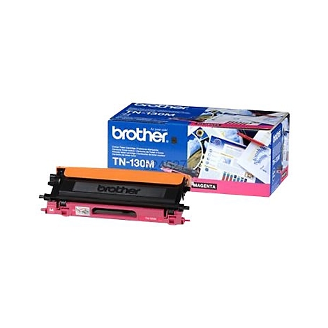 Magenta Brother Druckerpatrone und Verpackung vor weißem Hintergrund.
