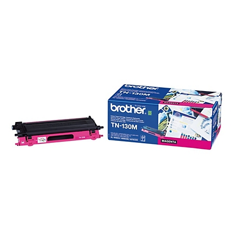 Zwei Brother Toner-Kartuschen, eine einzeln, eine verpackt. Beide sind magenta.