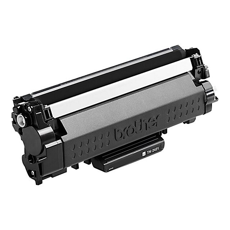 Schwarze Brother Tonerkartusche Modell TN-2421 vor weißem Hintergrund.