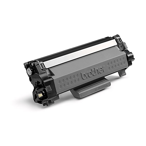 Ein grauer Brother-Toner, leicht schräg von vorne fotografiert. Oben befindet sich ein silberner Streifen, auf der Seite steht "brother".