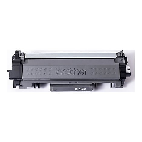 Graue Brother Tonerkartusche Modell TN2590 vor weißem Hintergrund.