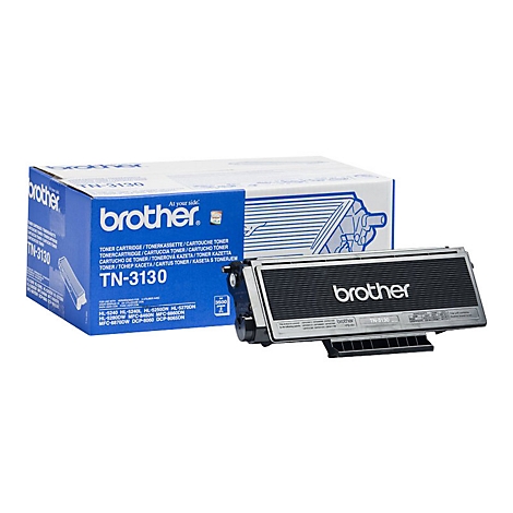 Tonerkassette und Verpackung mit dem Schriftzug "Brother" und der Modellnummer TN-3130.