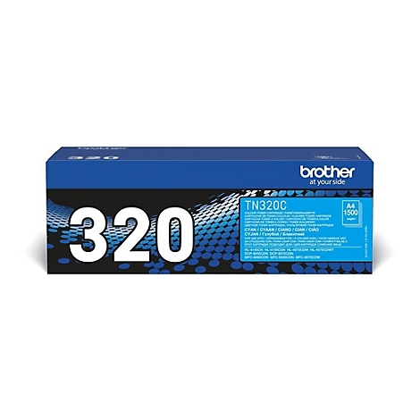 Blauer Brother TN-320C Toner Kartusche. Aufdruck: 320, 1500 Seiten.