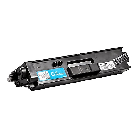 Schwarze Brother-Tonerkartusche, vorne Label mit 'C' und 'TN-321C' sowie 'brother'-Logo.
