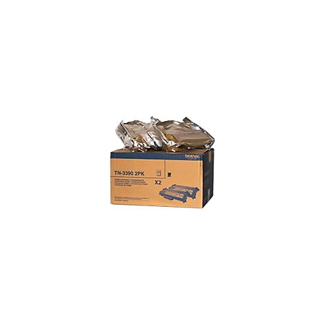 Ein Karton mit Toner-Kartuschen. Aufdruck: TN-3390 2PK, Brother.