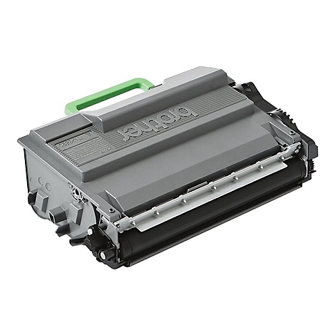Grauer Brother-Toner mit grünen Griff, TN-3520. Die Toner-Kartusche liegt vor weißem Hintergrund.