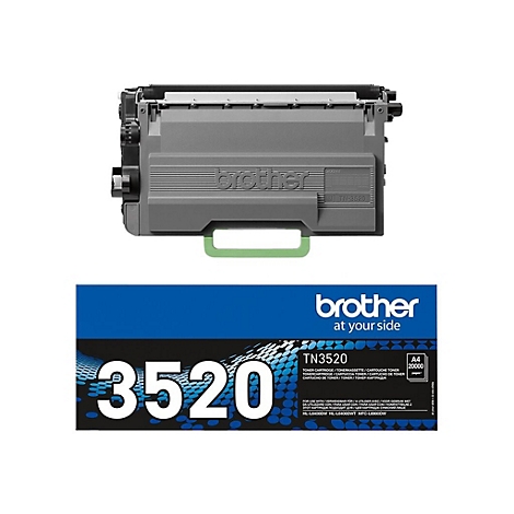 Grauer Brother-Tonerkartusche mit grünem Griff und blauer Verpackung mit der Aufschrift 3520.