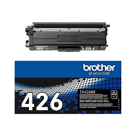 Schwarzer Brother-Toner, Modell TN-426BK, auf einer blauen Verpackung mit Text und Nummer 426.