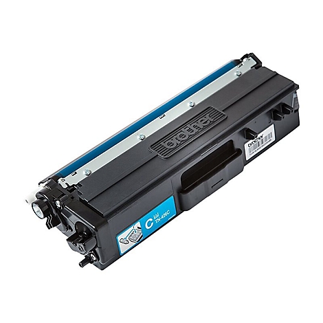 Cartouche de toner Brother noire avec des accents turquoise et lettrage "Brother".