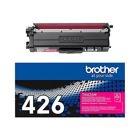 Tonerpatrone und Verpackung. Auf der Verpackung steht 426 und Brother.