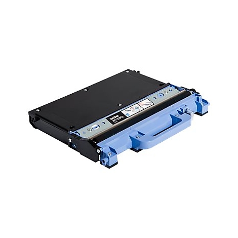 Toner d'imprimante Brother noir avec une poignée bleue, sur fond blanc.