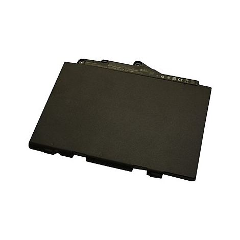 Schwarzer Laptop-Akku, leicht schräg von oben aufgenommen. Text und Logos sind auf der Oberseite zu sehen.
