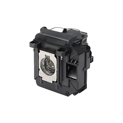 Un module de lampe de rechange de projecteur noir. L'ouverture ronde pour l'ampoule est visible au milieu.