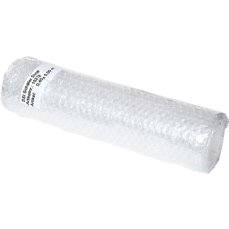 Roll of transparent bubble wrap with label stating: SSI Schäfer Shop, article number: 15272, 0.40x5.00m.