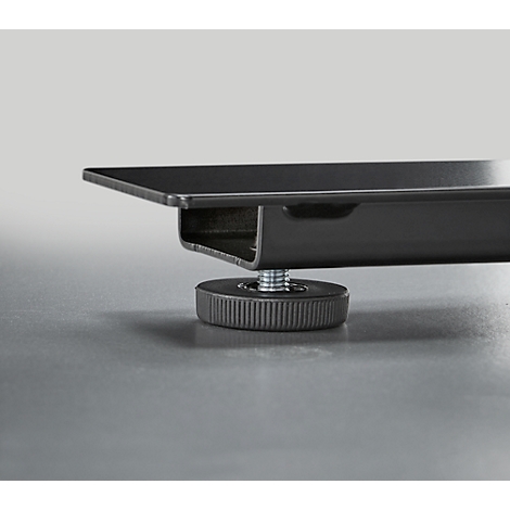 Bureau avec tiroir à accessoires en bambou &amp; goulotte à câbles en feutre recyclé, hauteur réglable électriquement, L 1600 x P 800 x H 605-1265 mm, graphite/noir