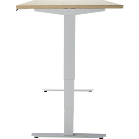 Bureau, elektrisch in hoogte verstelbaar, T-poot zonder dwarsbalk, B 1600 x D 800 x H 605-1265 mm, eiken/zilver