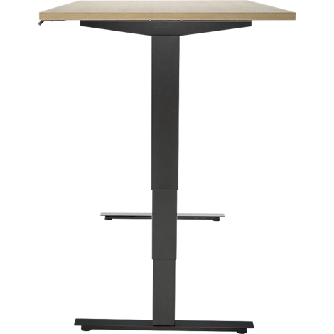 Bureau, elektrisch in hoogte verstelbaar, T-poot zonder dwarsbalk, B 1600 x D 800 x H 605-1265 mm, eiken/zwart