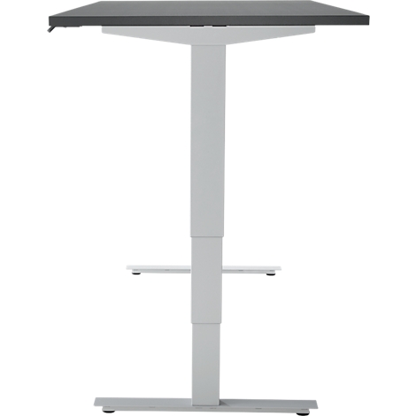 Bureau, elektrisch in hoogte verstelbaar, T-poot zonder dwarsbalk, B 1600 x D 800 x H 605-1265 mm, grafiet/zilver