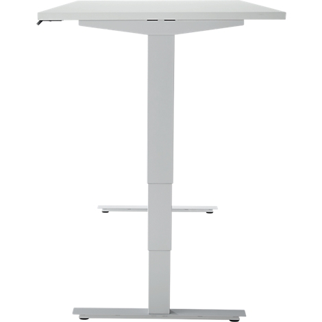 Bureau, elektrisch in hoogte verstelbaar, T-poot zonder dwarsbalk, B 1600 x D 800 x H 605-1265 mm, lichtgrijs/zilver