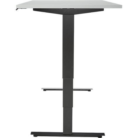 Bureau, elektrisch in hoogte verstelbaar, T-poot zonder dwarsbalk, B 1600 x D 800 x H 605-1265 mm, lichtgrijs/zwart