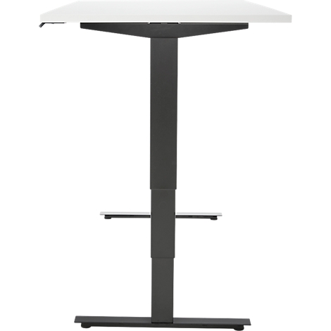 Bureau, elektrisch in hoogte verstelbaar, T-poot zonder dwarsbalk, B 1600 x D 800 x H 605-1265 mm, wit/zwart
