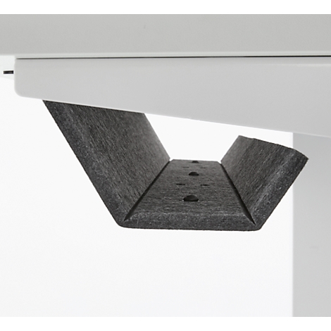 Bureau met bamboe accessoirelade & kabelgoot van gerecycled vilt, elektrisch in hoogte verstelbaar, B 1300 x D 650 x H 605-1265 mm, wit/wit