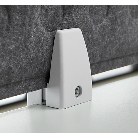 Bureau - rectangulaire, réglage électrique de la hauteur - piétement en T - L 1600 x P 800 x H 620-1280mm - y compris Memory Master + cloison de bureau - gris clair/argenté