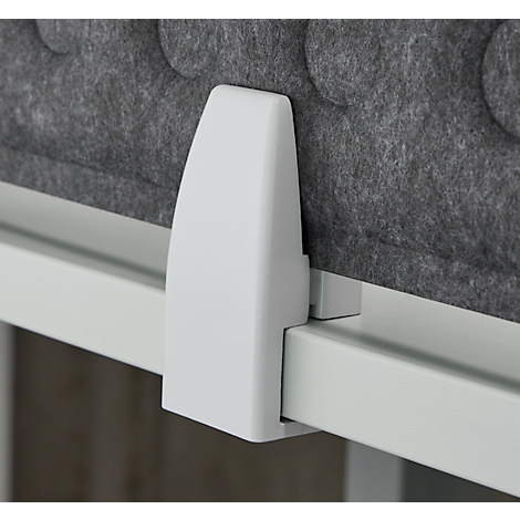Bureau - rectangulaire, réglage électrique de la hauteur - piétement en T - L 1600 x P 800 x H 620-1280mm - y compris Memory Master + cloison de bureau - gris clair/argenté