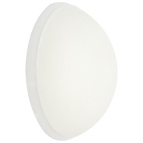 Lampe ovale et lumineuse, allant de gauche à droite. Le support mural est blanc et parallèle au bord.