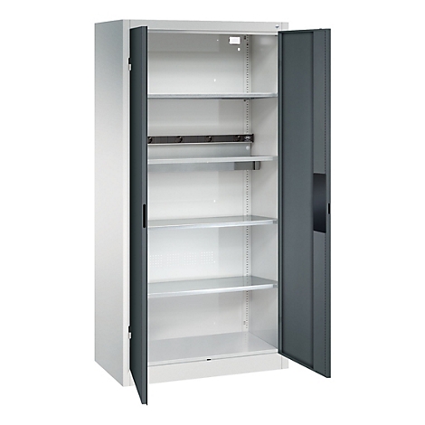 C+P Akkuladeschrank Acurado, abschließbar, mit Inneneinrichtung, B 930 x T 500 x H 1950 mm, Stahl, anthrazitgrau RAL 7016/lichtgrau RAL 7035