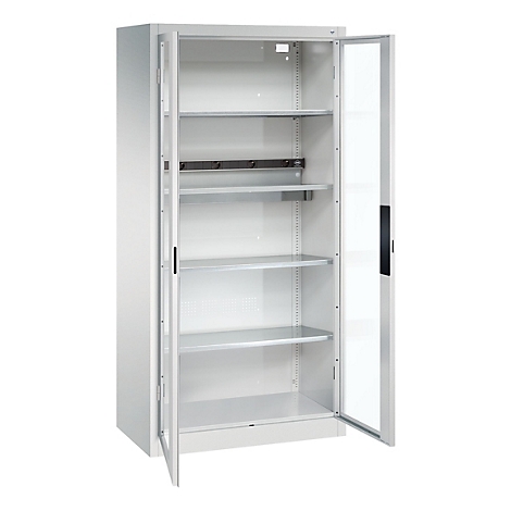 C+P Akkuladeschrank Acurado, abschließbar, mit Inneneinrichtung, B 930 x T 500 x H 1950 mm, Stahl, lichtgrau RAL 7035/lichtgrau RAL 7035