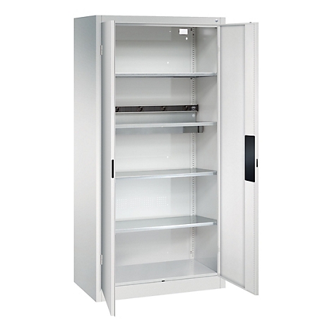 C+P Akkuladeschrank Acurado, abschließbar, mit Inneneinrichtung, B 930 x T 500 x H 1950 mm, Stahl, lichtgrau RAL 7035/lichtgrau RAL 7035