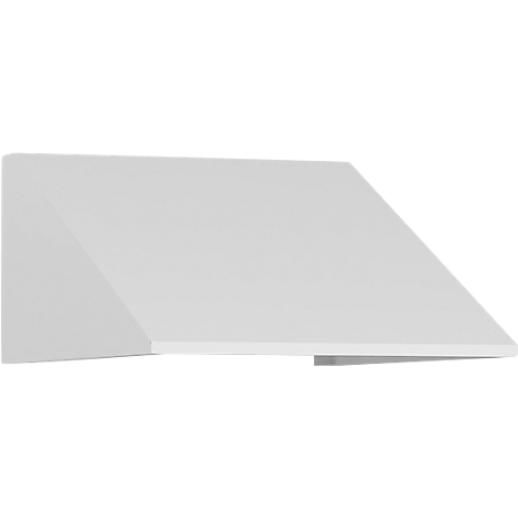 Weiße, schräge Abdeckung, eventuell für eine Dunstabzugshaube.