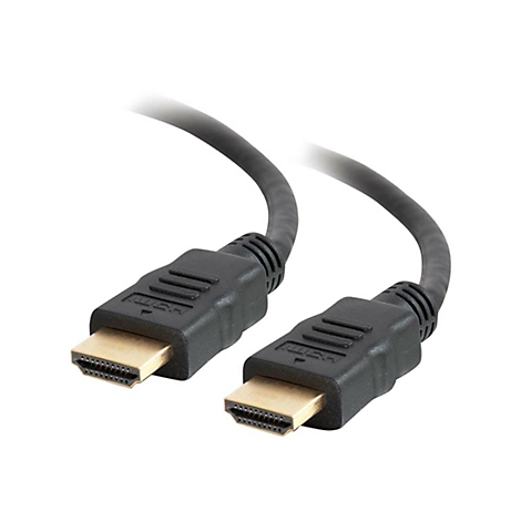 Zwei schwarze HDMI-Kabel mit goldenen Steckern auf weißem Hintergrund.
