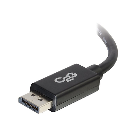 Schwarzes DisplayPort-Kabel mit dem Logo 'C2G' und silberfarbenem Stecker.