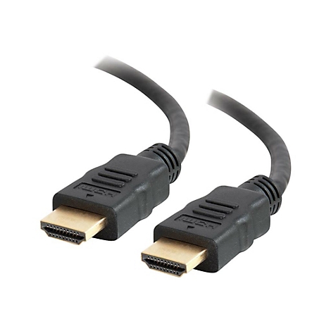 Zwei schwarze HDMI-Kabel mit goldenen Steckern, vor weißem Hintergrund.