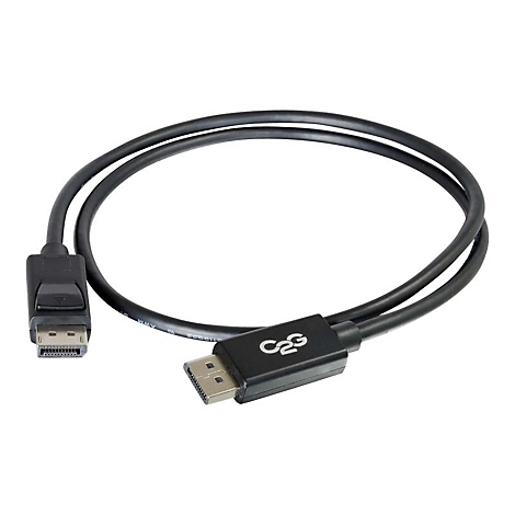 Schwarzes DisplayPort-Kabel mit Steckern an beiden Enden.