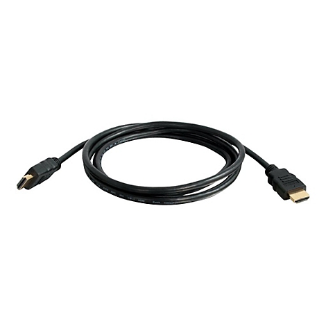 Schwarzes HDMI-Kabel mit Steckern an beiden Enden, auf weißem Hintergrund.