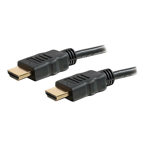 Zwei schwarze HDMI-Kabel mit vergoldeten Anschlüssen. Der Stecker ist in Großaufnahme zu sehen.