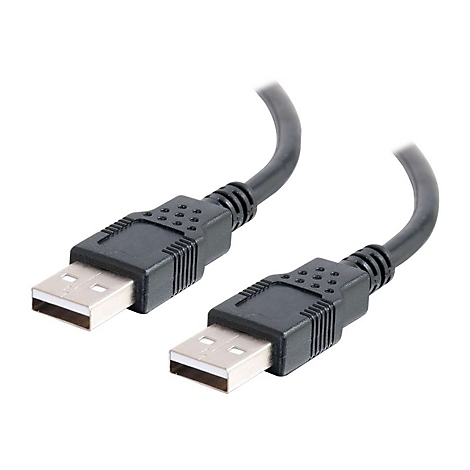 Zwei schwarze USB-Kabel mit silbernen Kontakten, die auf weißem Hintergrund dargestellt werden.