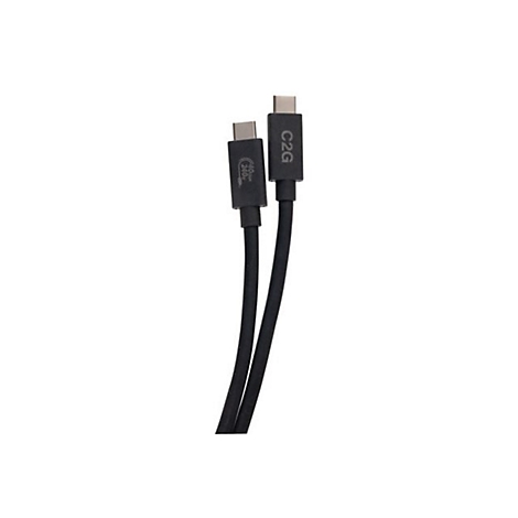 Schwarzes USB-C-Kabel, C2G-Marke, auf weißem Hintergrund.