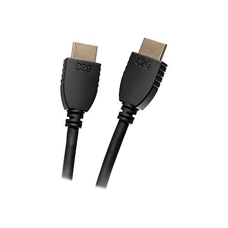 Zwei schwarze HDMI-Kabel mit grauen Steckern, beide zeigen das Logo "C2G" auf den Gehäusen.