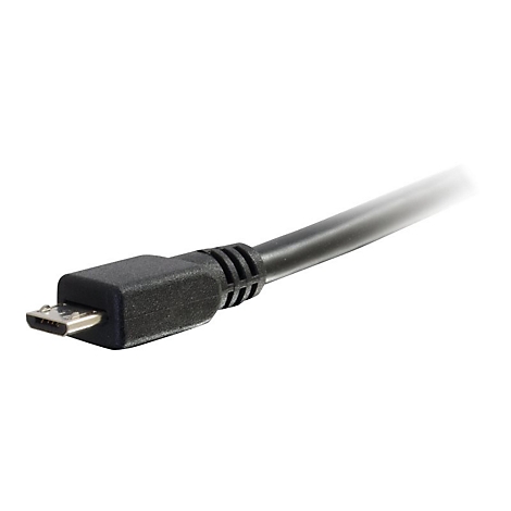 Ein schwarzes Micro-USB-Kabel, das auf weißem Hintergrund abgebildet ist.
